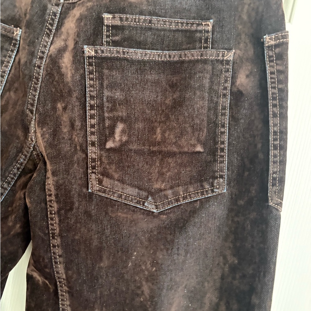Free People Dark Brown Moxie Flocked  barrel jeans - Picture 9 of 12